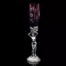 Хрустальные бокалы для вина "Адам и Ева" бордовые, на 2 персоны